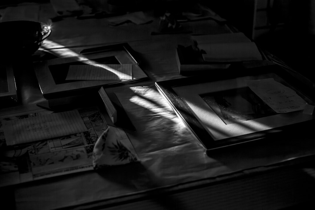 old photographs on table