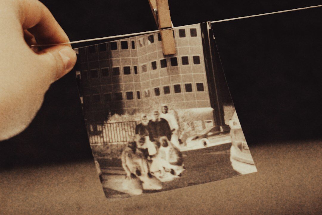 woman sharing old photo story